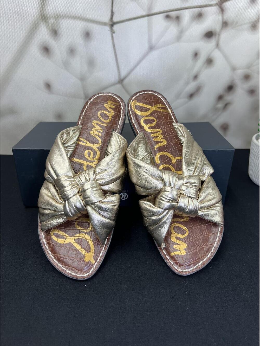 SAM EDELMAN Gold Leather Sandals Sizen8 - Picture 7 of 9